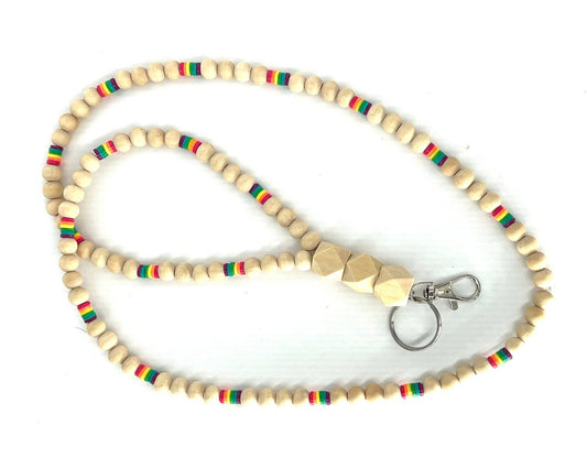 Rainbow wooden lanyard