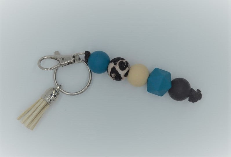 Keychain - teal cheetah