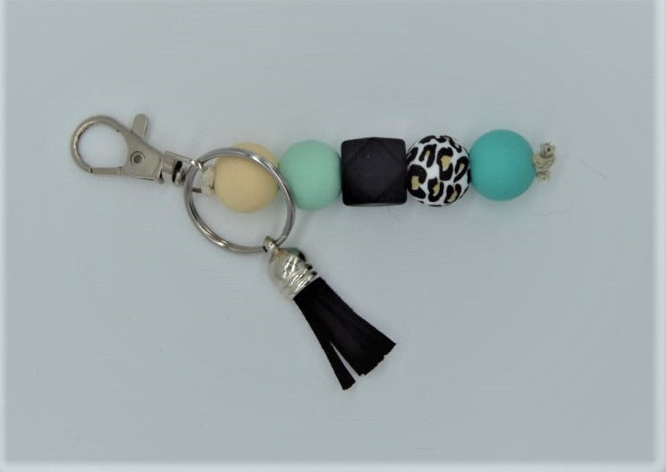 Keychain - light teal cheetah