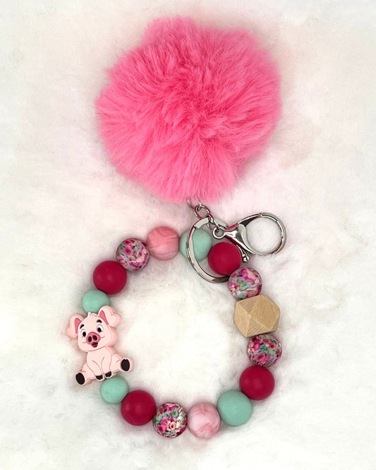 Pom Wristlet - Piggy