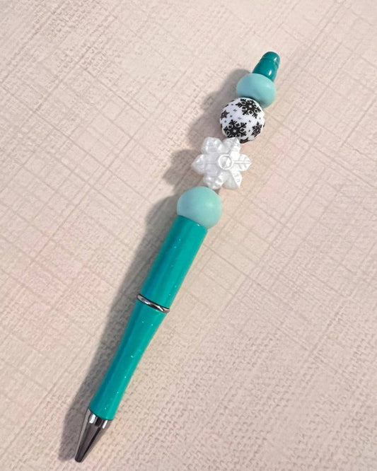 Pen - teal snowflake